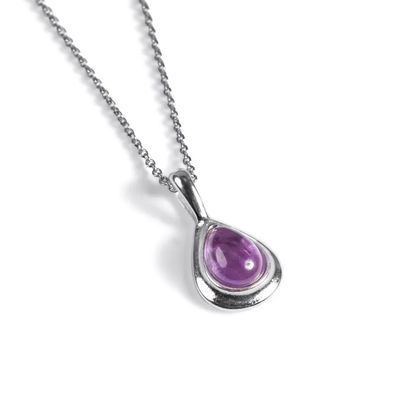 Classic Teardrop Necklace in Silver and Amethyst sold by Henryka