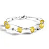Weaved Bangle in Silver and Yellow Amber sold by Henryka