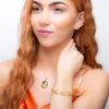 Weaved Bangle in Silver and Yellow Amber sold by Henryka