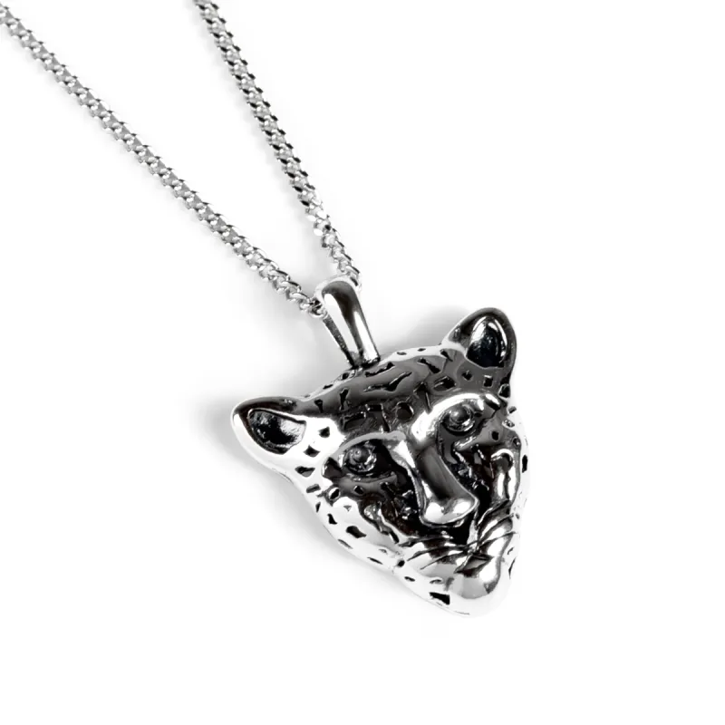 Miniature Leopard Head Necklace in Silver sold by Henryka
