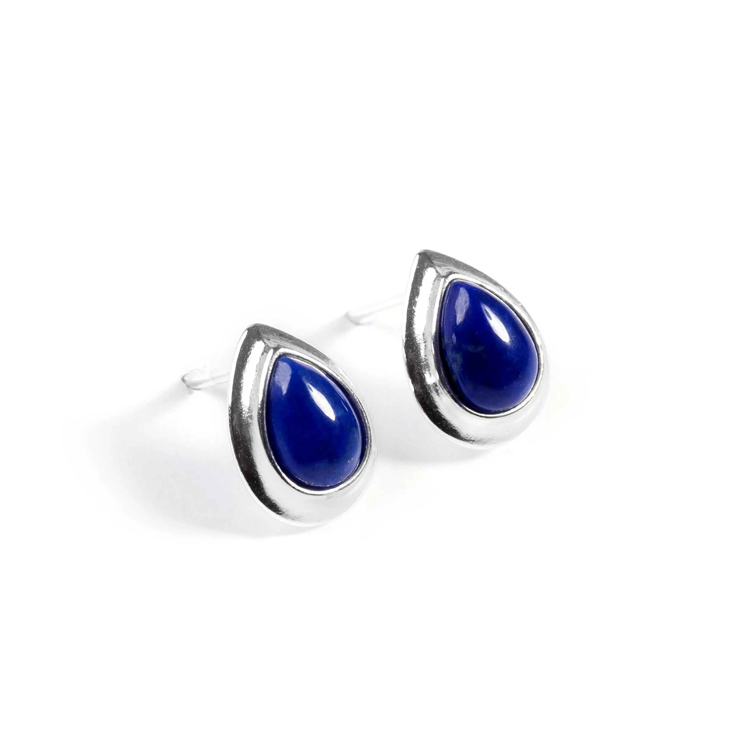 Classic Teardrop Stud Earrings in Silver with 24ct Gold and Lapis Lazuli sold by Henryka product image thumbnail 5