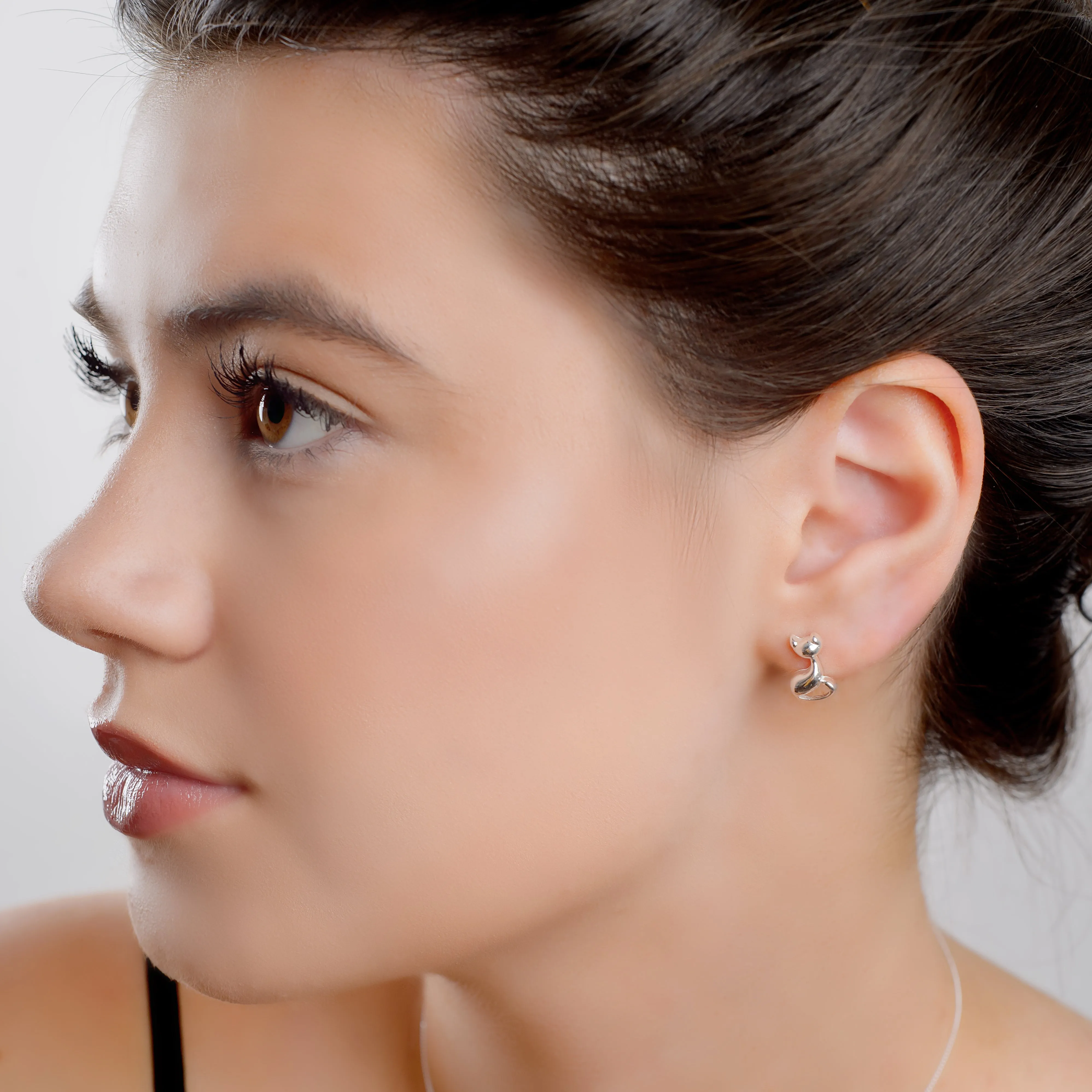 Cool Cat Stud Earrings in Silver sold by Henryka product image thumbnail 3