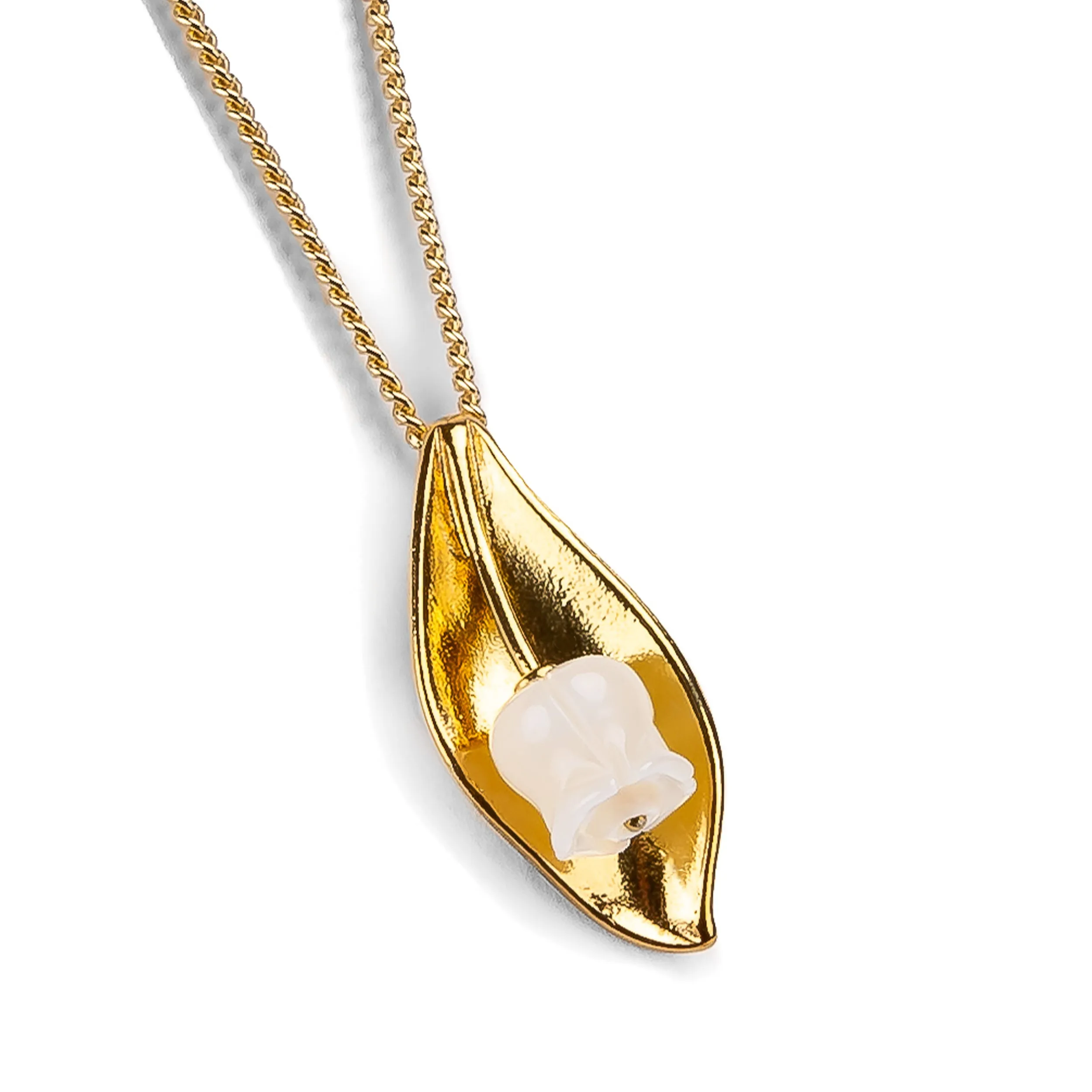Lily of the Valley Necklace in Silver with 24ct Gold & Mother of Pearl sold by Henryka