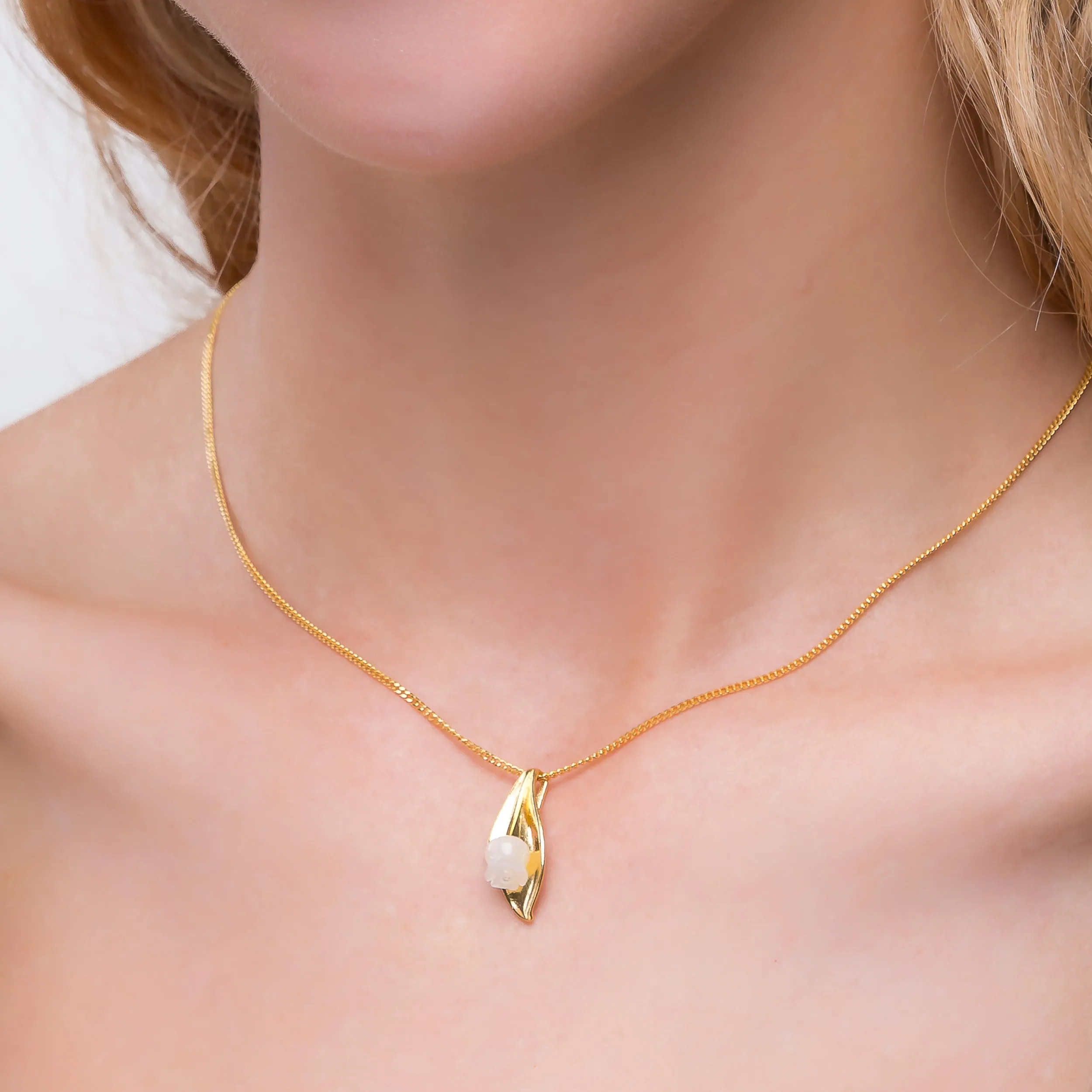 Lily of the Valley Necklace in Silver with 24ct Gold & Mother of Pearl sold by Henryka product image thumbnail 2