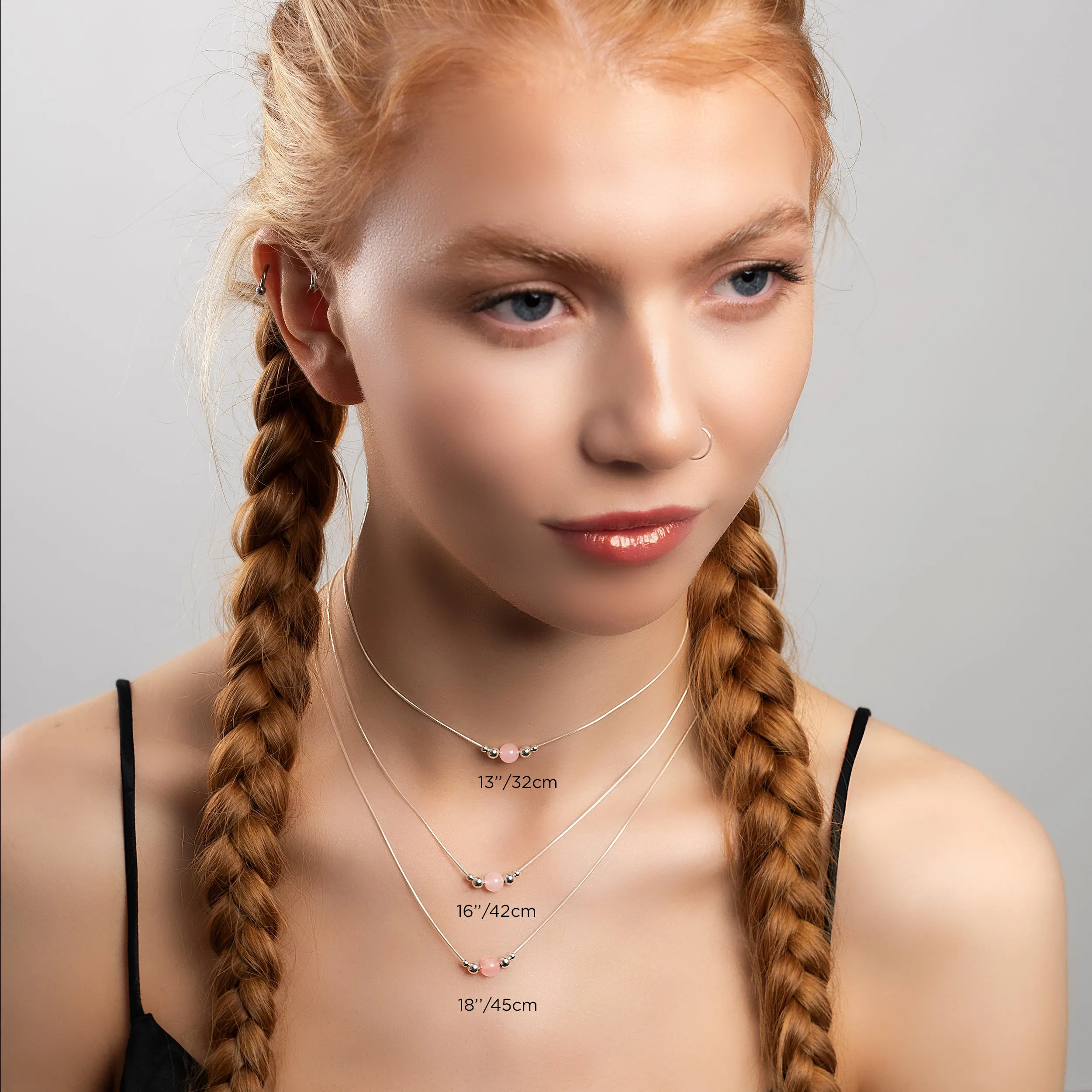 Delicate Single Stone Necklace in Silver and Rose Quartz sold by Henryka product image thumbnail 4