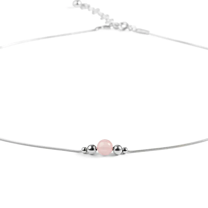 Delicate Single Stone Necklace in Silver and Rose Quartz sold by Henryka