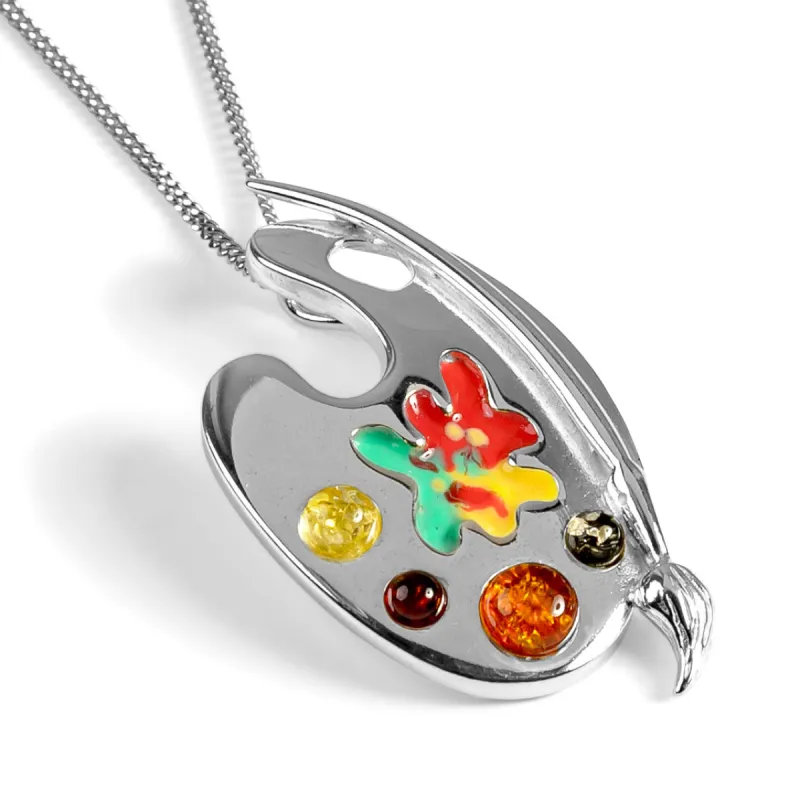 Artist Palette Necklace in Silver sold by Henryka