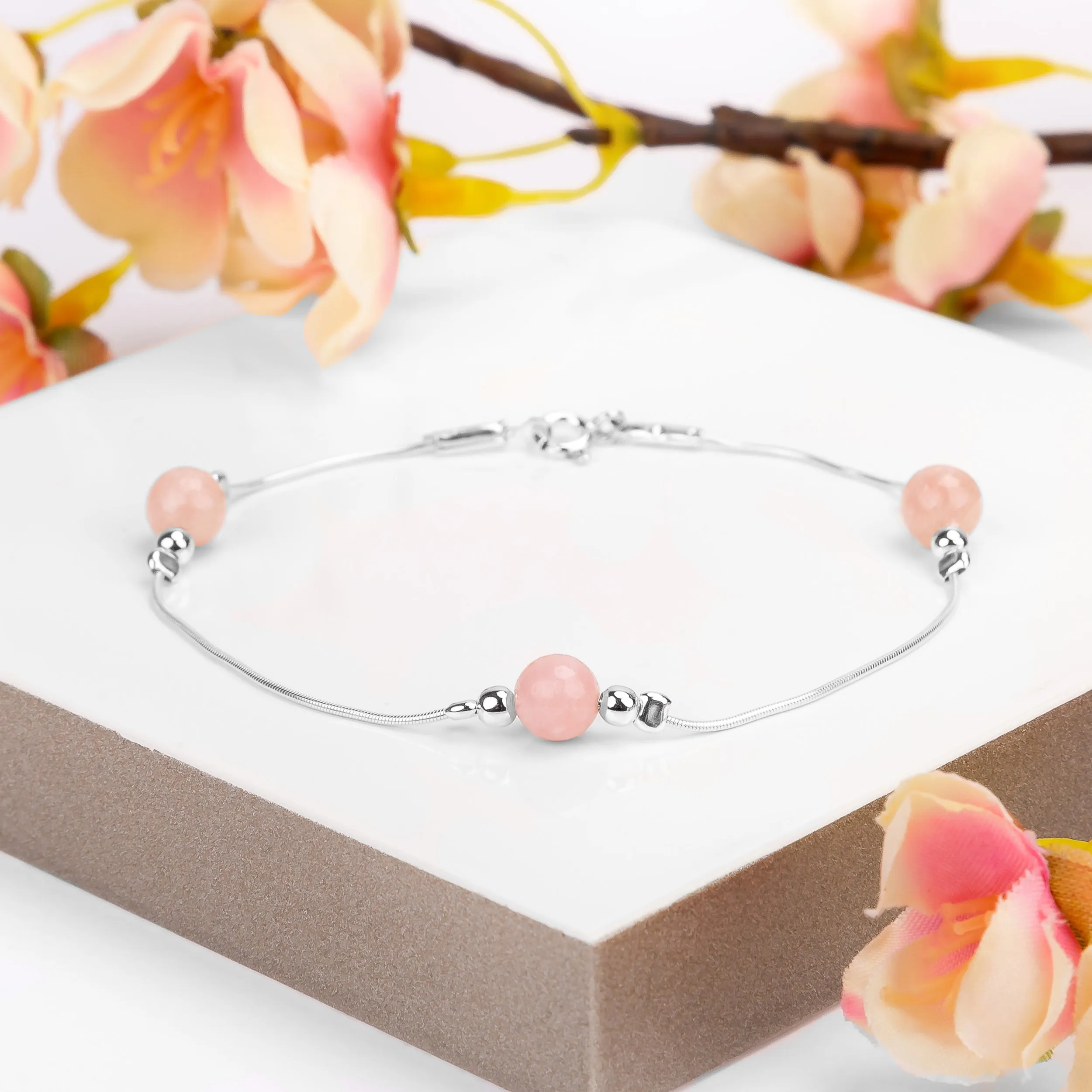 Bead Bracelet in Silver and Pink Opal sold by Henryka product image thumbnail 4