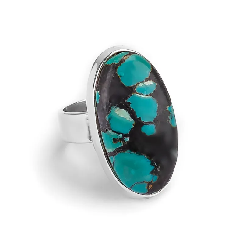 Cute Tibetan Turquoise Statement Ring - Natural Designer Gemstone made by Henryka
