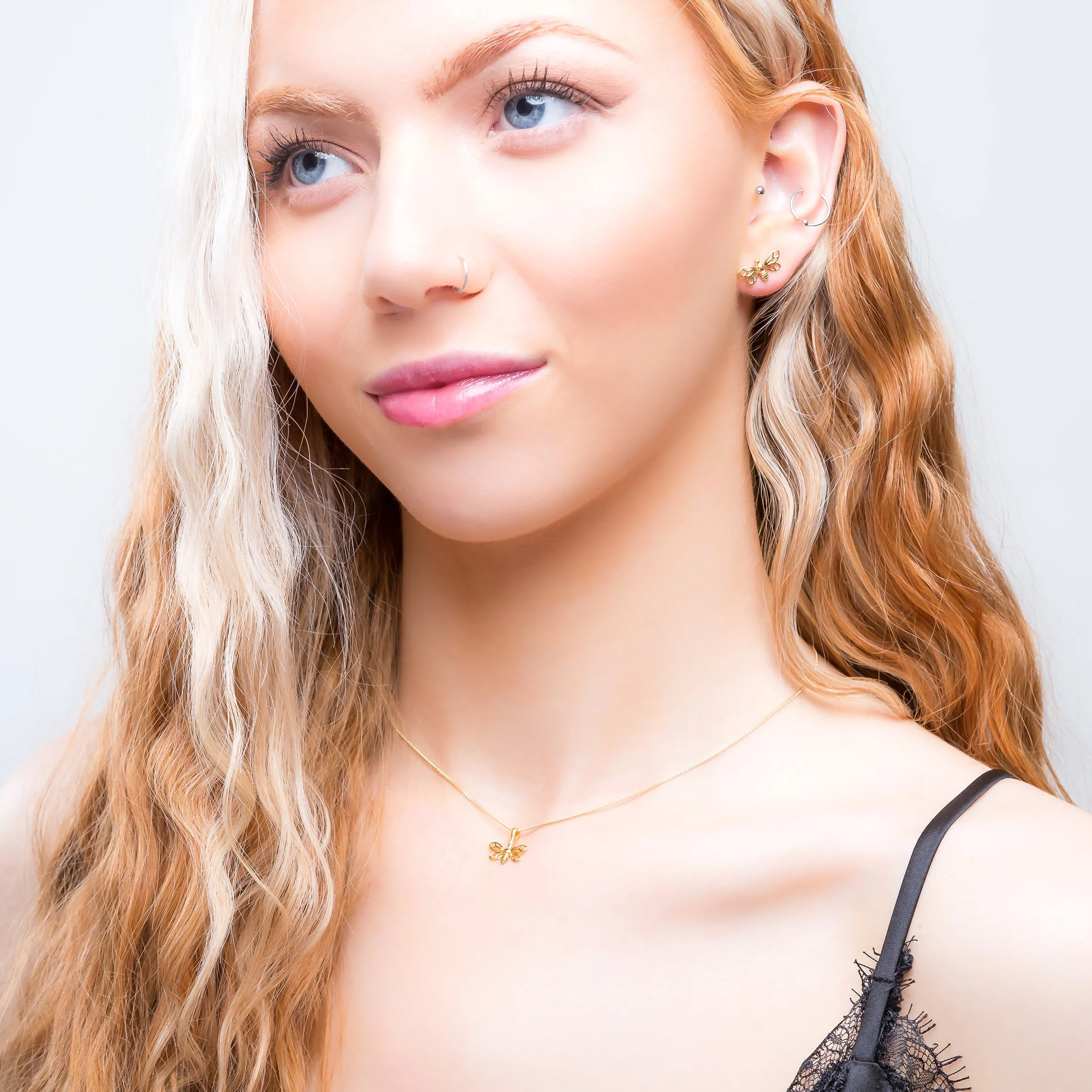 Miniature Bumble Bee Necklace in Silver with 24ct Gold sold by Henryka product image thumbnail 3