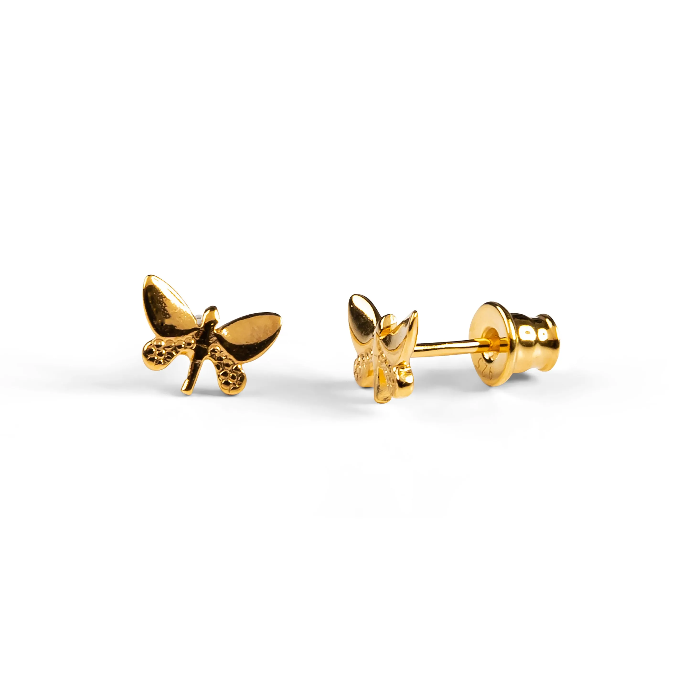 Cute Butterfly Stud Earrings in Silver with 24ct Gold sold by Henryka