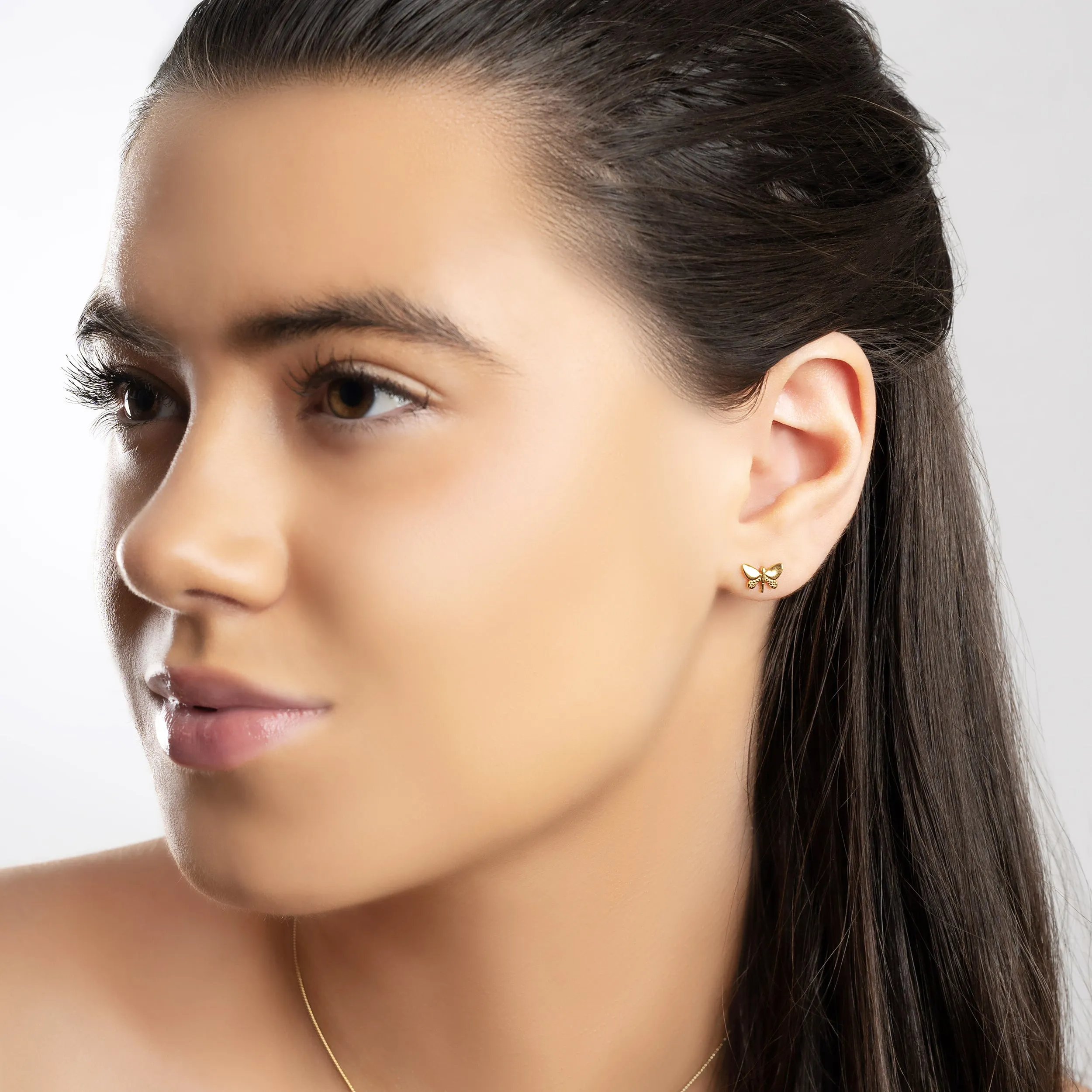 Cute Butterfly Stud Earrings in Silver with 24ct Gold sold by Henryka product image thumbnail 4