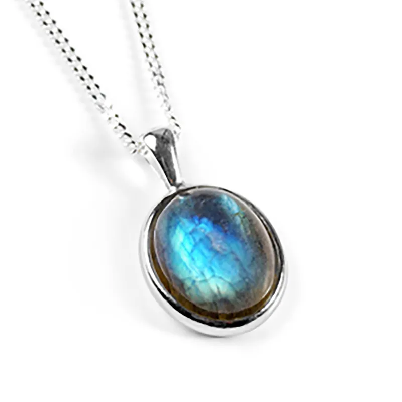 Classic Oval Necklace in Silver and Labradorite sold by Henryka