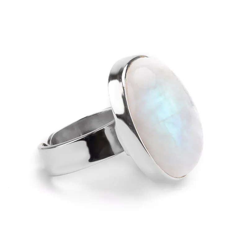 Blue Flash Moonstone Statement Ring - Natural Designer Gemstone sold by Henryka