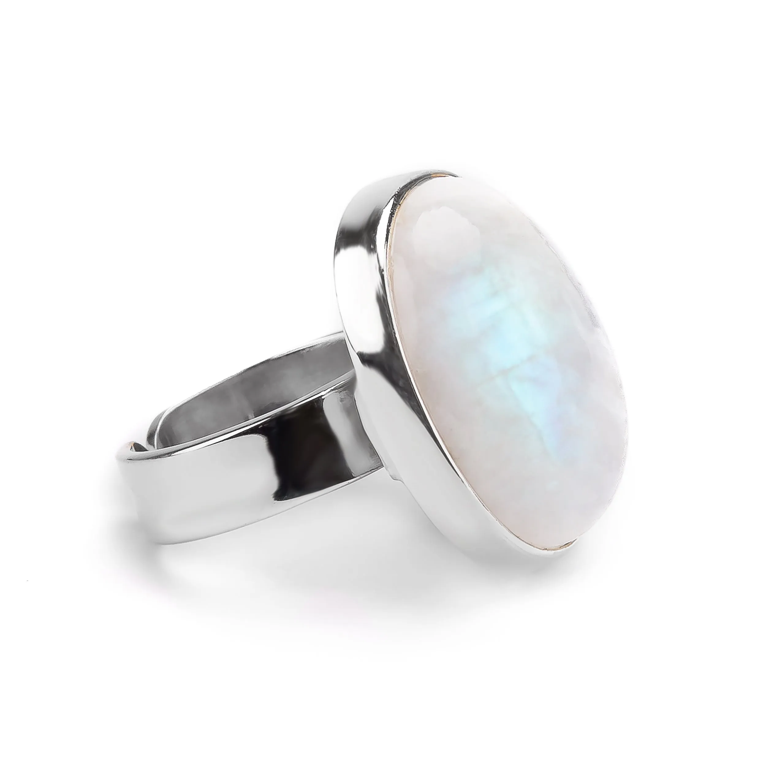 Blue Flash Moonstone Statement Ring - Natural Designer Gemstone sold by Henryka