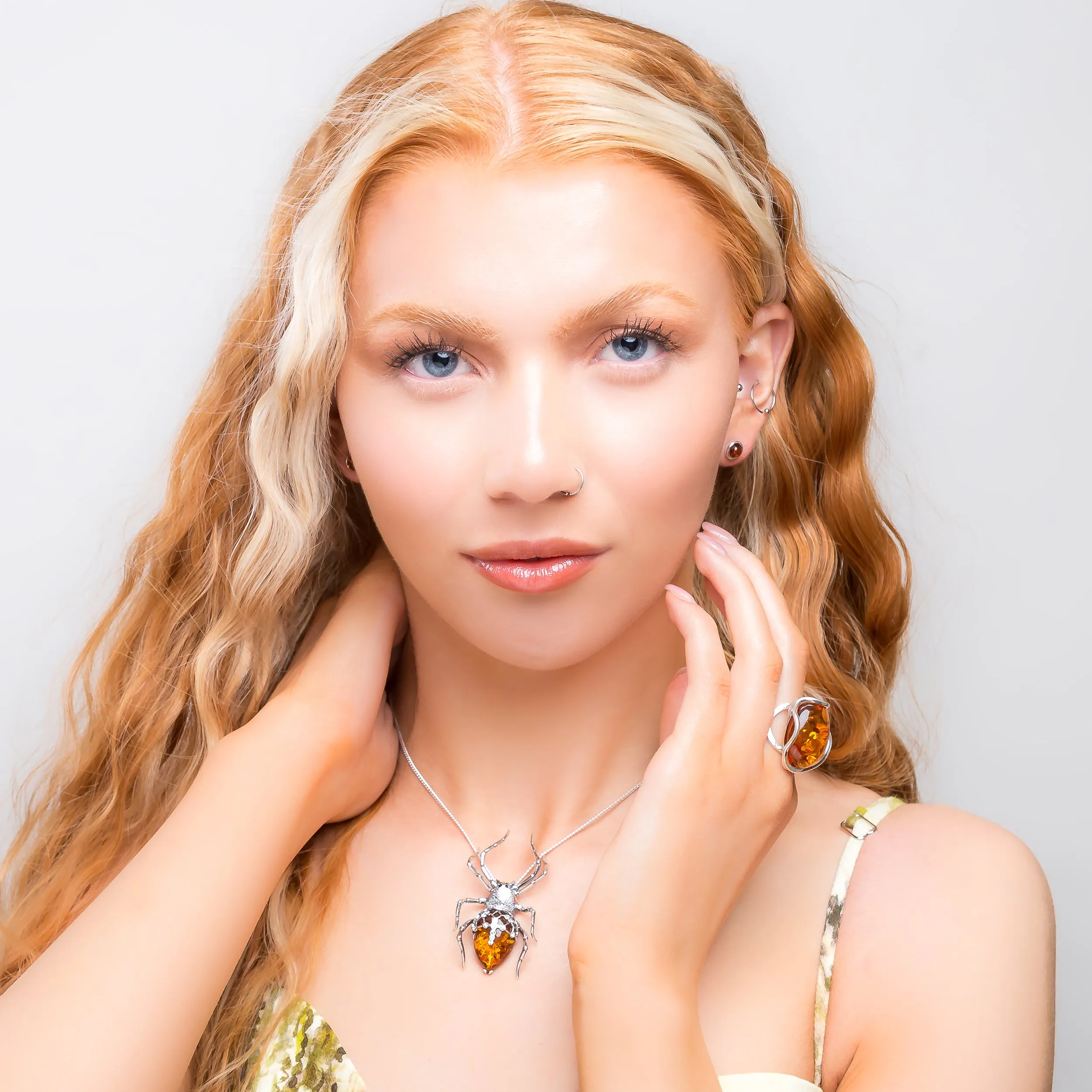 Handmade Statement Cognac Amber Ring - Natural Designer Gemstone sold by Henryka product image thumbnail 4