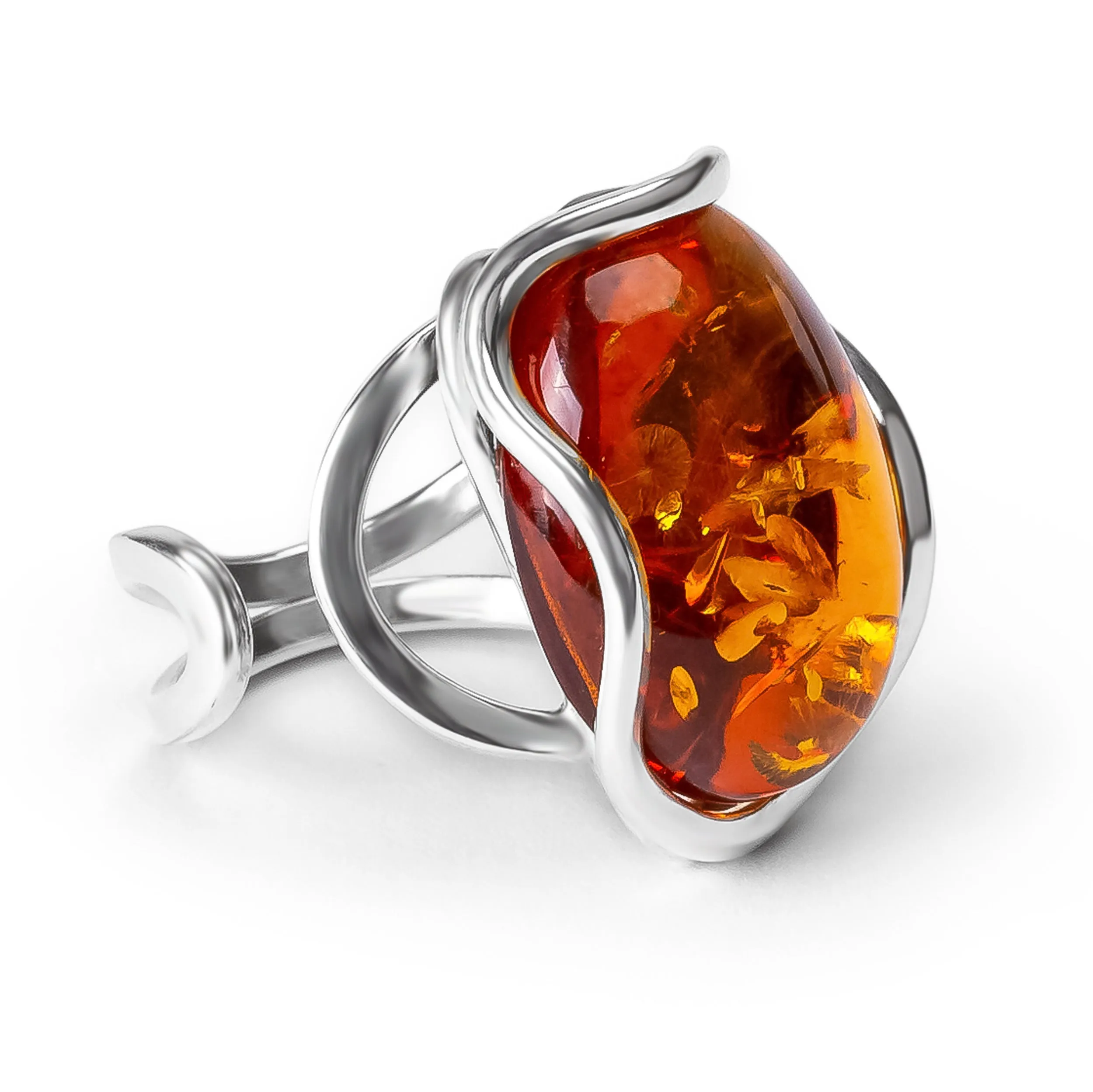 Handmade Statement Cognac Amber Ring - Natural Designer Gemstone sold by Henryka