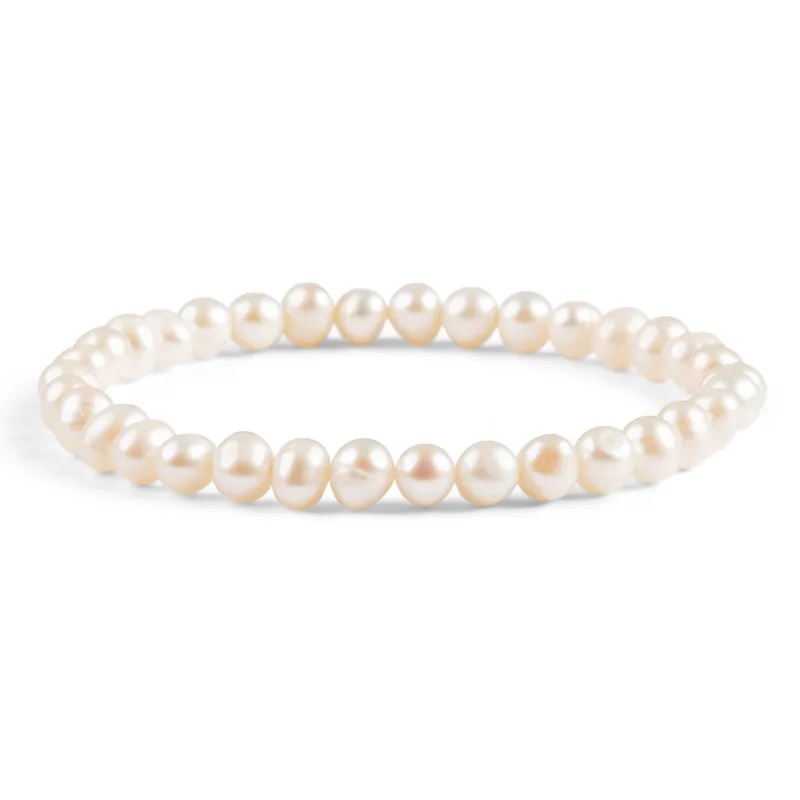 Stretch Bead Bracelet in White Pearl sold by Henryka