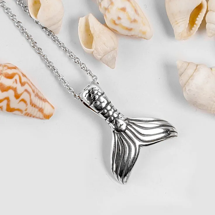 Small Mermaid Tail / Whale Necklace in Silver sold by Henryka product image thumbnail 4