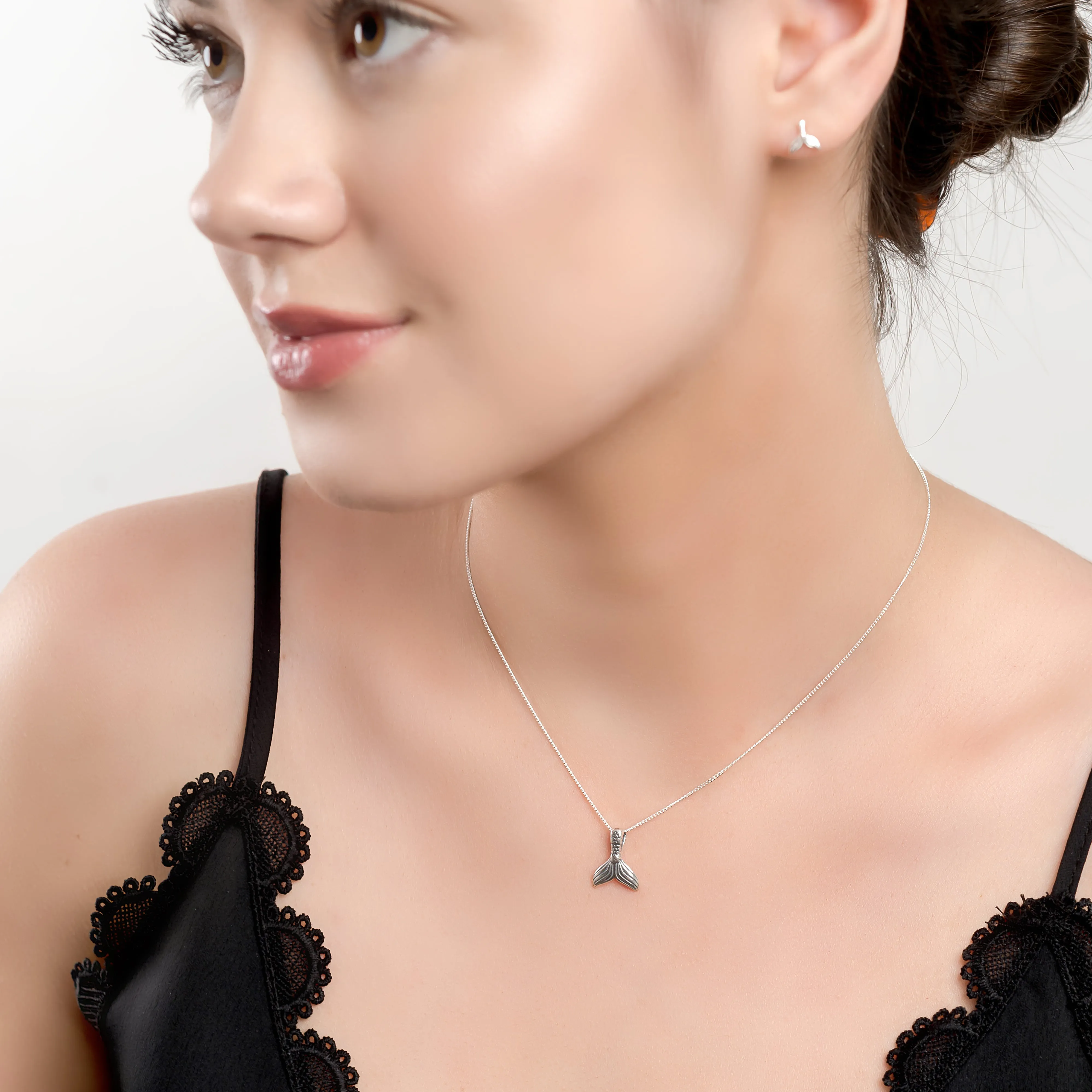 Small Mermaid Tail / Whale Necklace in Silver sold by Henryka product image thumbnail 3