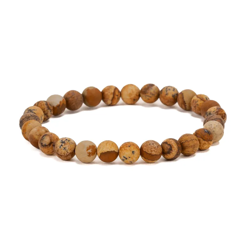 Stretch Bead Bracelet in Desert Brown Picture Jasper sold by Henryka