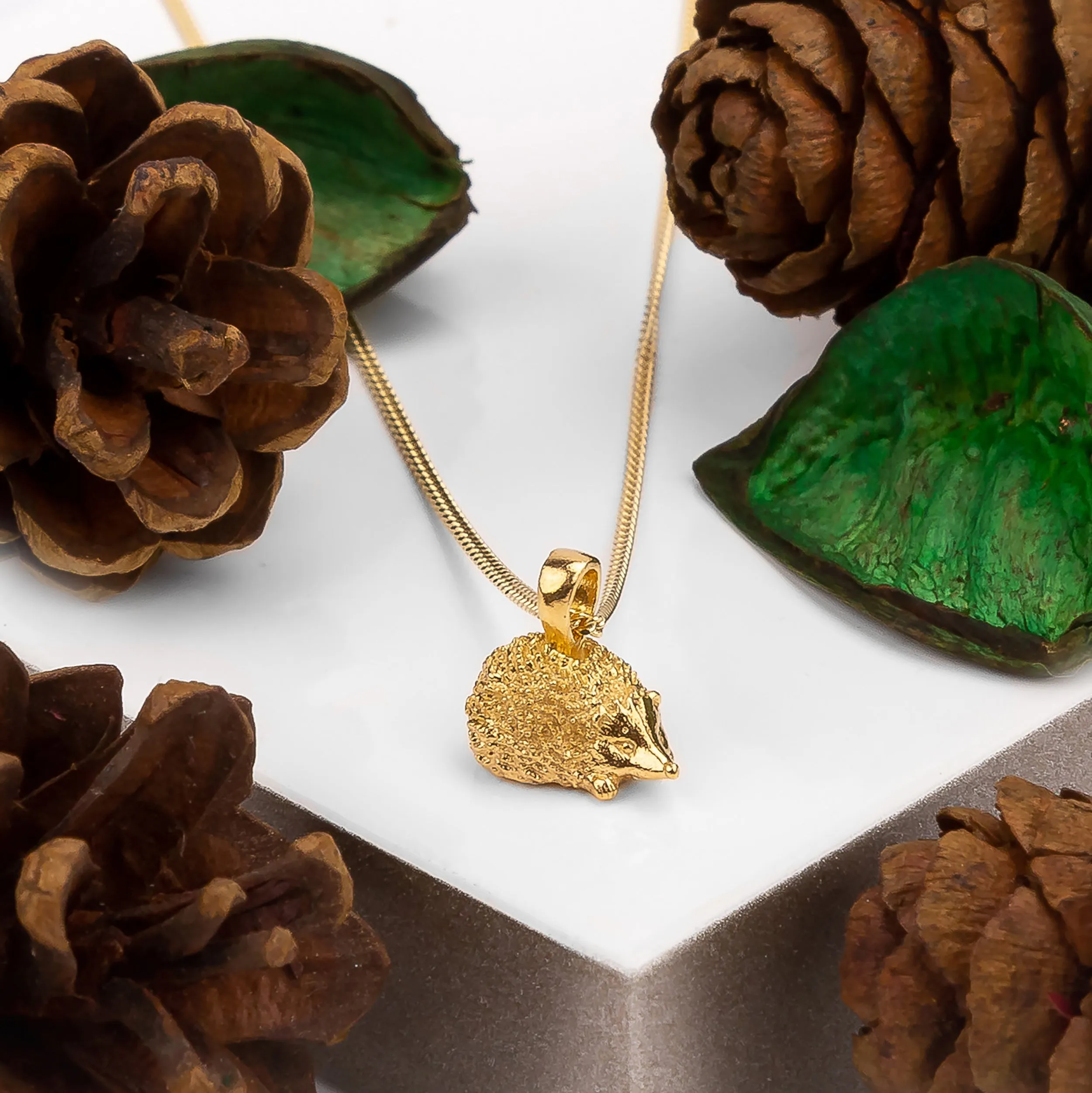 Cute Miniature Hedgehog Necklace in Silver with 24ct Gold sold by Henryka product image thumbnail 5