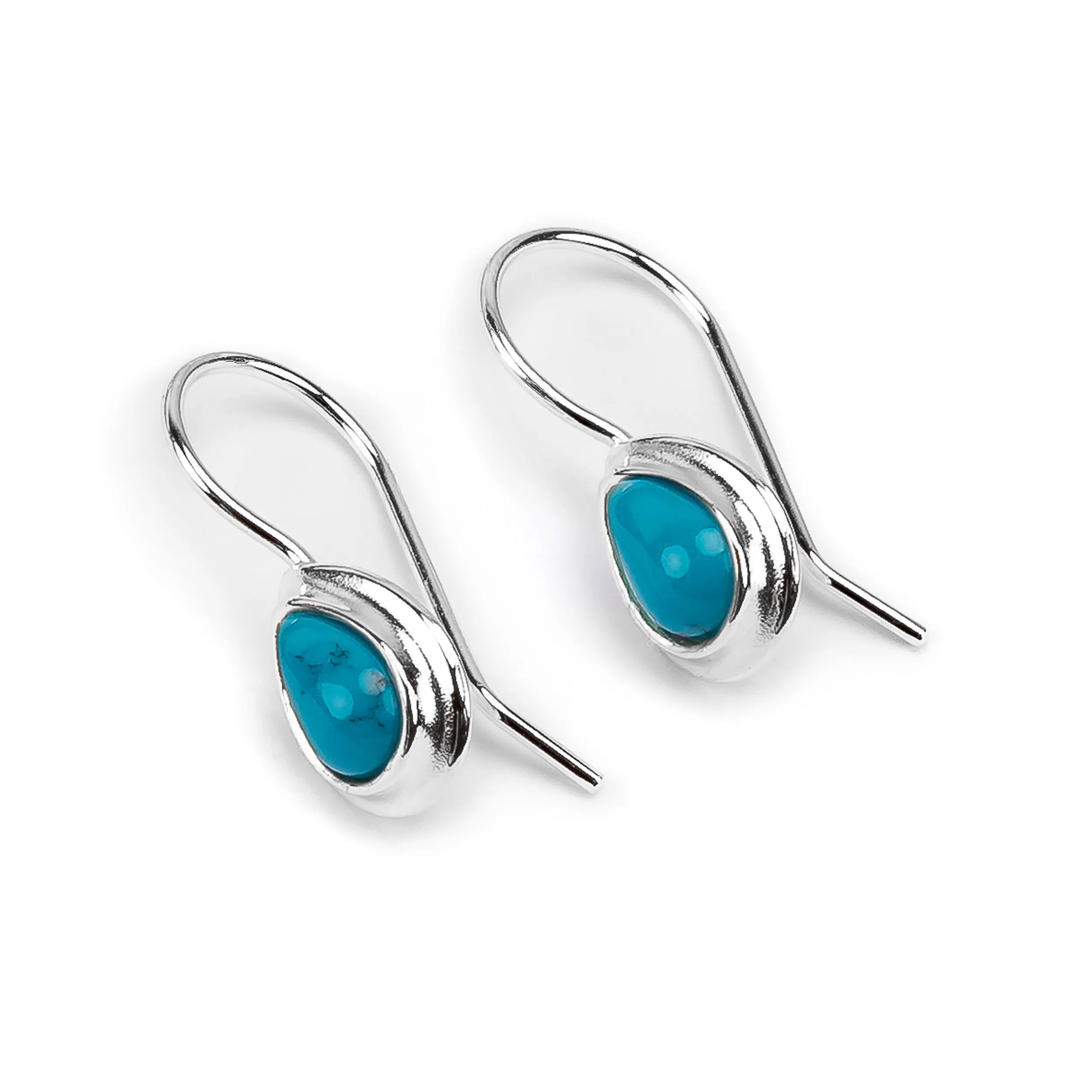 Classic Teardrop Hook Earrings in Silver and Turquoise sold by Henryka
