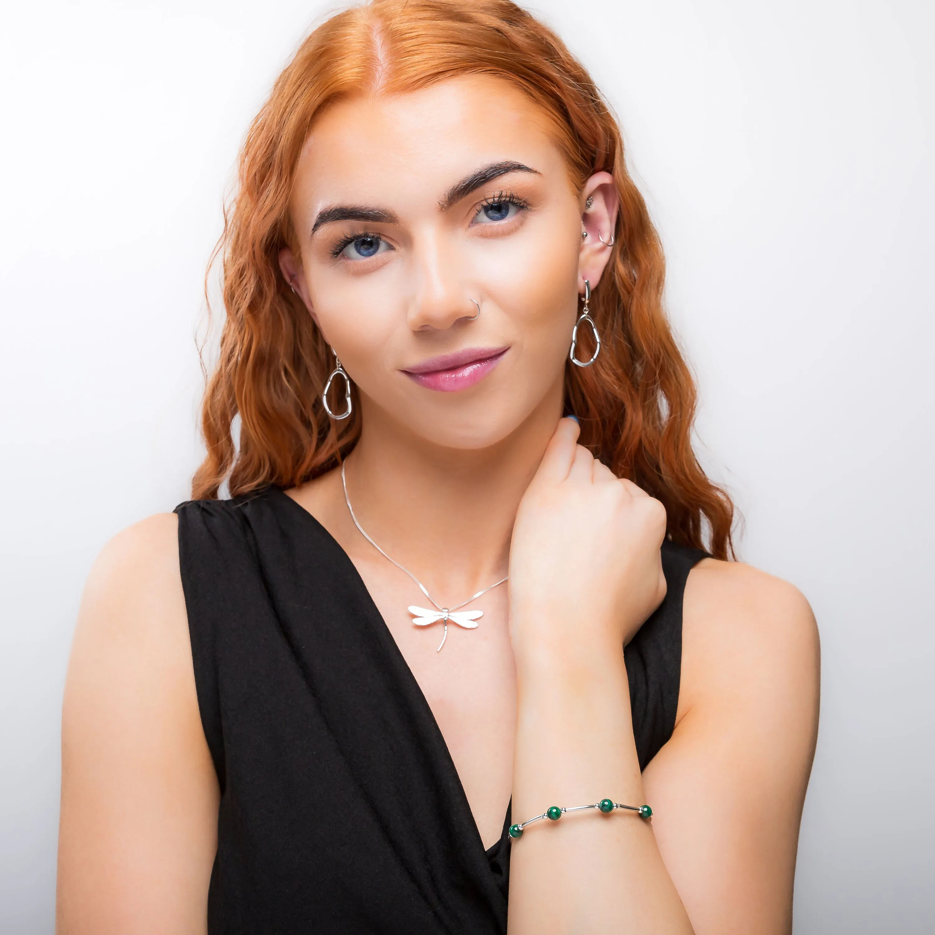 Bead Tube Bracelet in Silver and Malachite sold by Henryka product image thumbnail 3