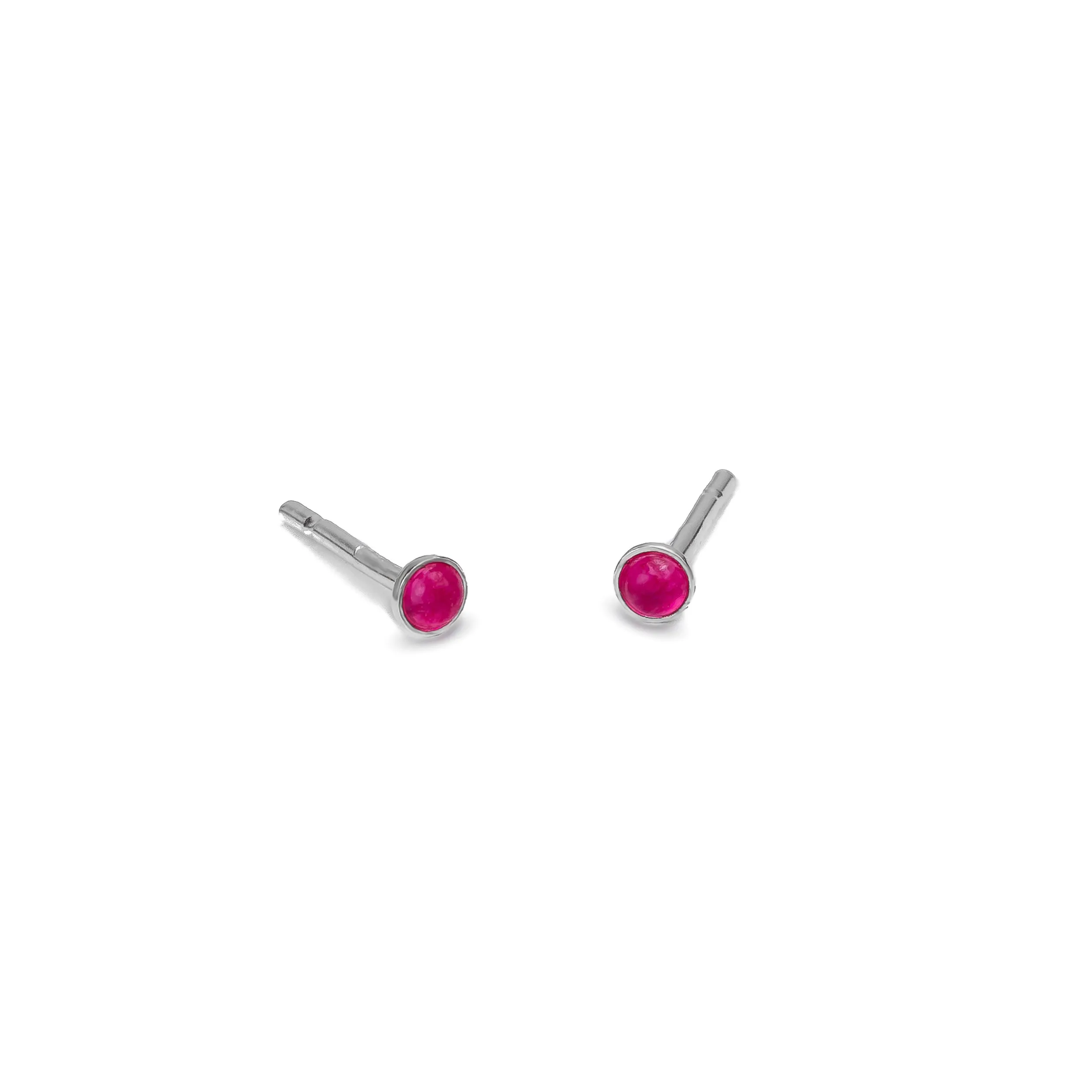 Teeny Tiny Stud Earrings in Silver and Pink Jade sold by Henryka
