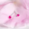 Teeny Tiny Stud Earrings in Silver and Pink Jade sold by Henryka