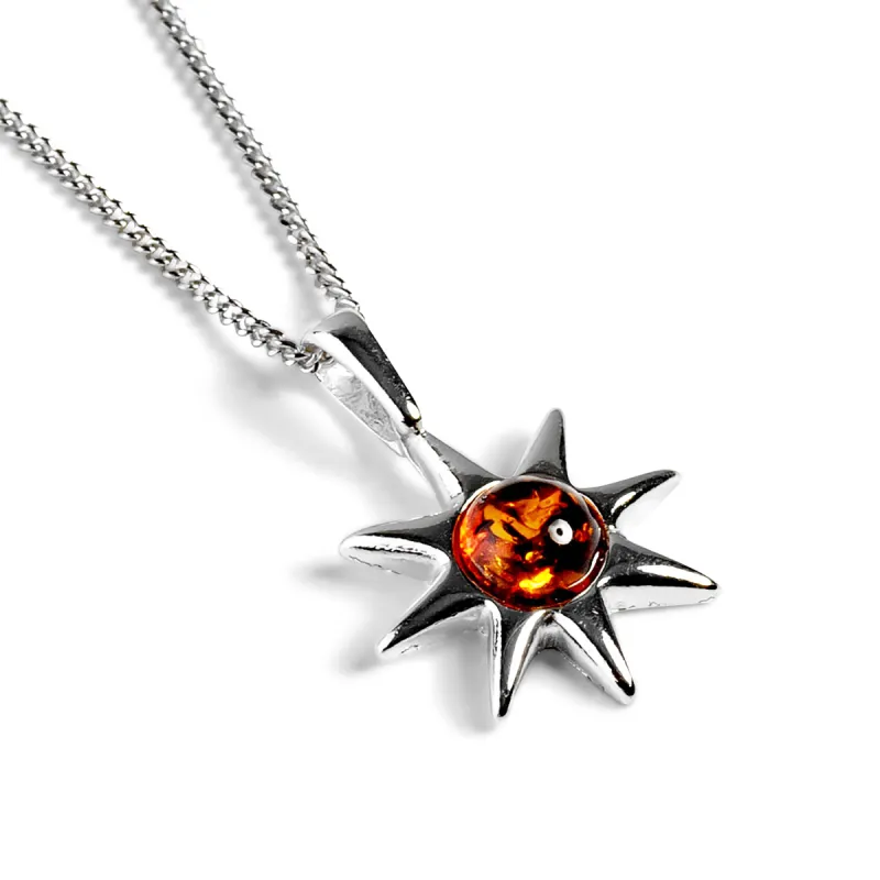 Symbol of Hope Sun Necklace in Silver and Amber sold by Henryka
