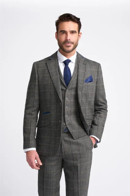 Albert Grey Tweed Check Blazer sold by House of Cavani