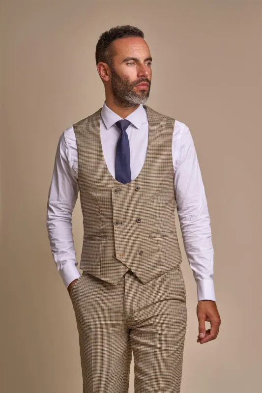 Elwood Houndstooth Double Breasted Waistcoat sold by House of Cavani