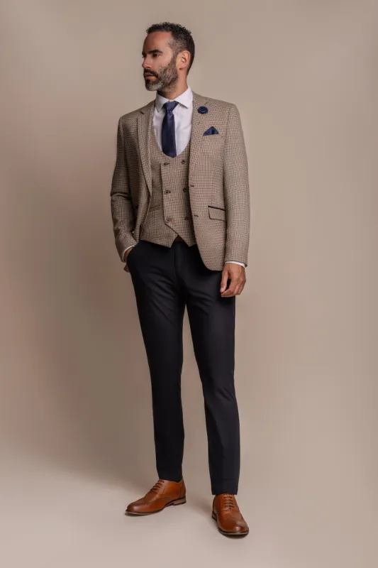 Elwood Houndstooth with Reed Navy Trousers sold by House of Cavani