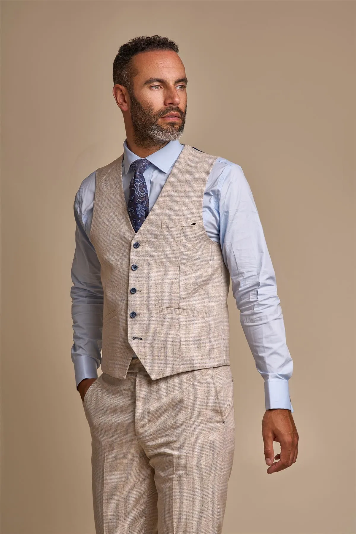 Caridi Beige Waistcoat sold by House of Cavani