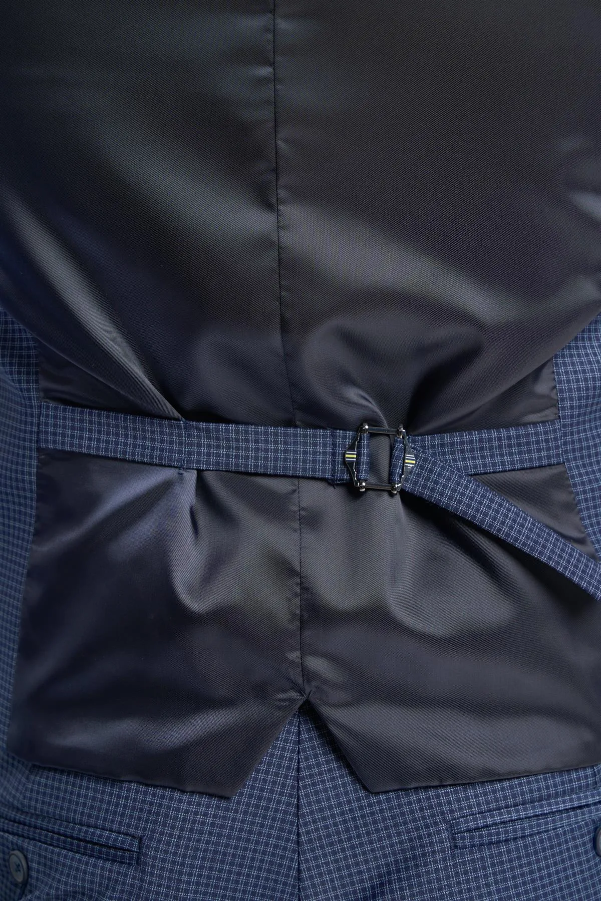 Bond Navy Check Waistcoat sold by House of Cavani product image thumbnail 5