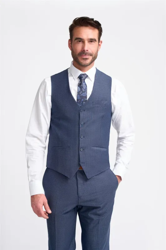 Bond Navy Check Waistcoat sold by House of Cavani