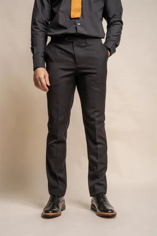 Marco Black Slim Fit Trousers sold by House of Cavani