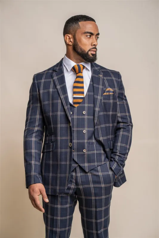 Hardy Navy Check Three Piece Suit sold by House of Cavani