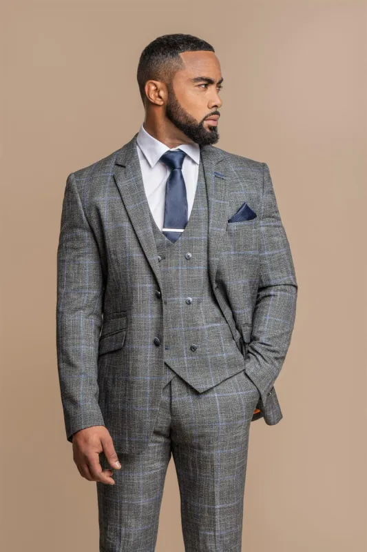 Power Grey Tweed Slim Fit Blazer sold by House of Cavani
