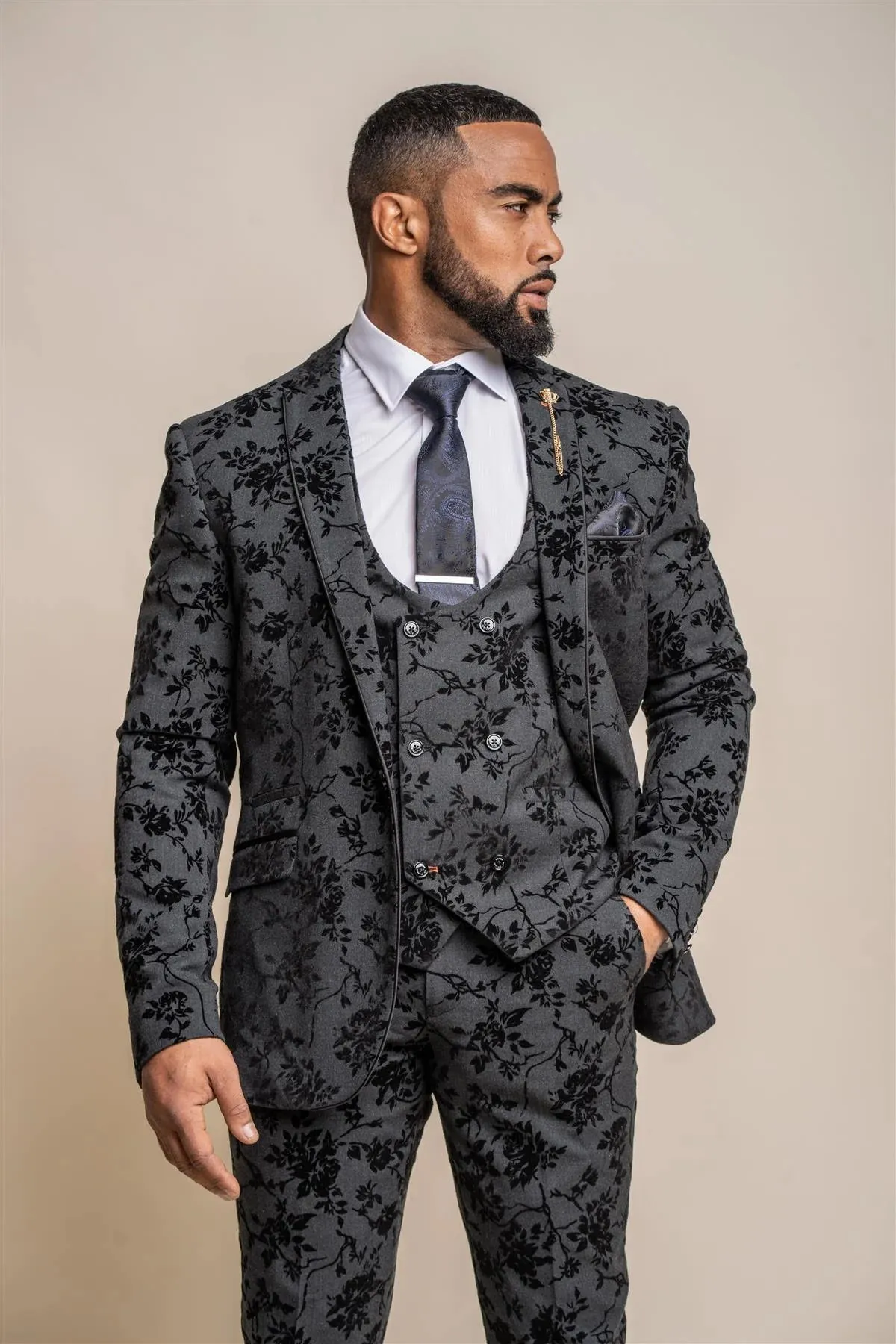 Georgi Floral Three Piece Suit sold by House of Cavani