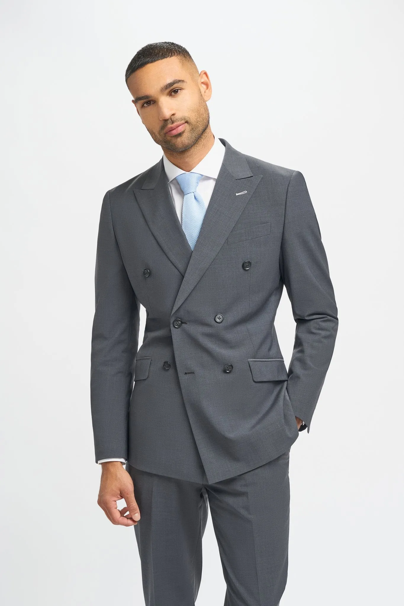 Bond Wool Rich Charcoal Double Breasted Suit sold by House of Cavani product image thumbnail 2