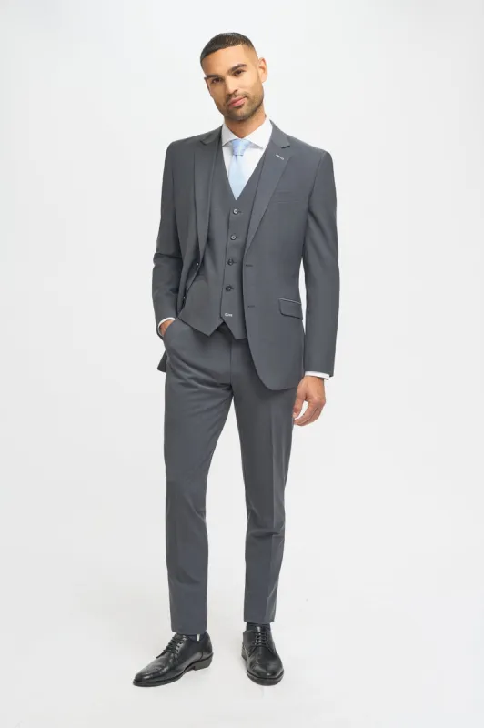 Bond Charcoal Three Piece Suit sold by House of Cavani