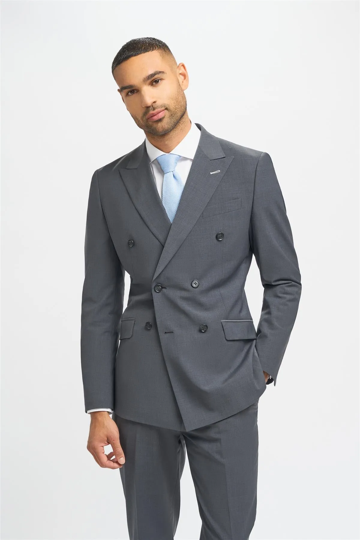 Bond Charcoal Double Breasted Blazer sold by House of Cavani