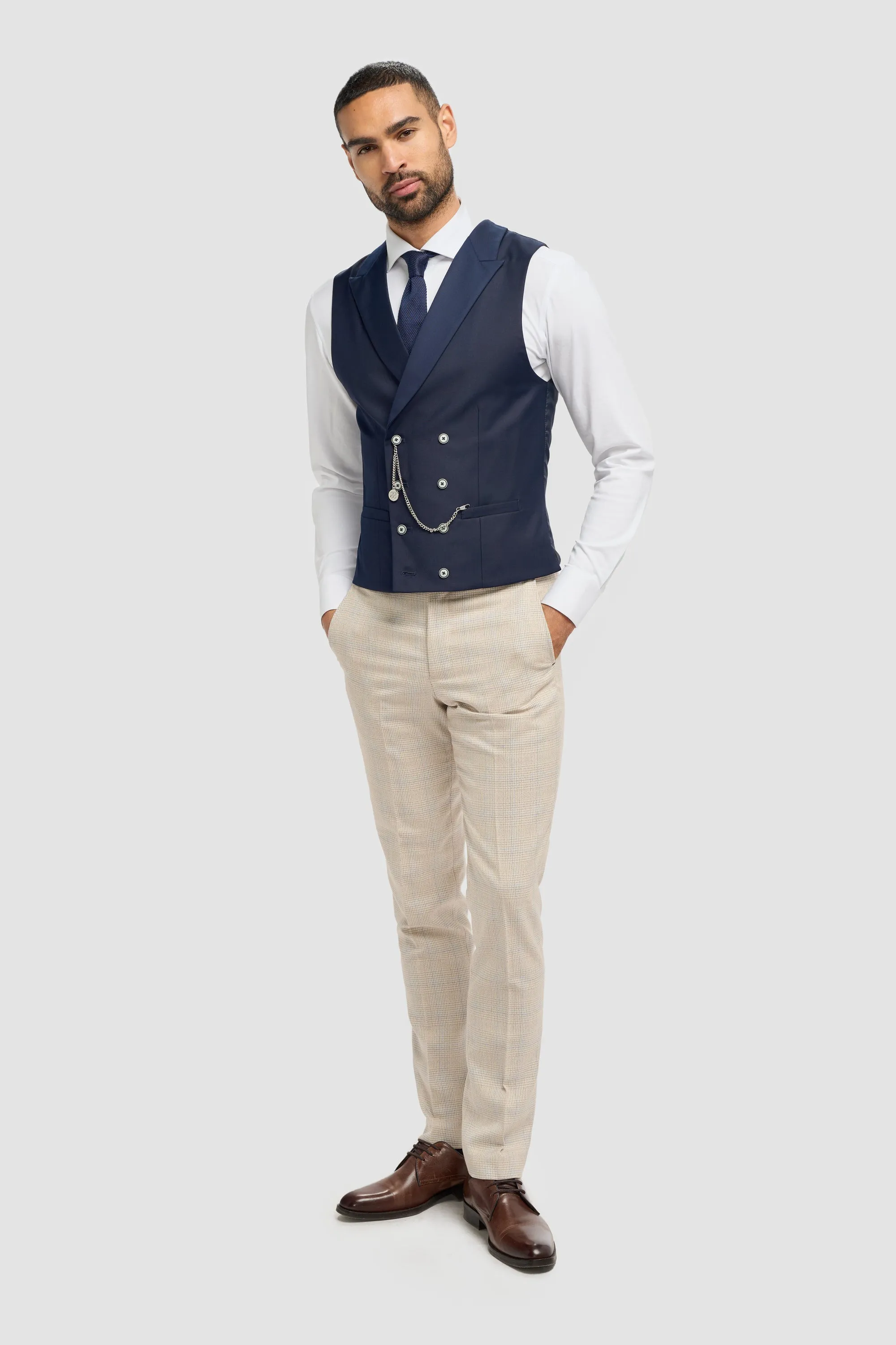 Lennox Navy Double Breasted Waistcoat sold by House of Cavani product image thumbnail 2