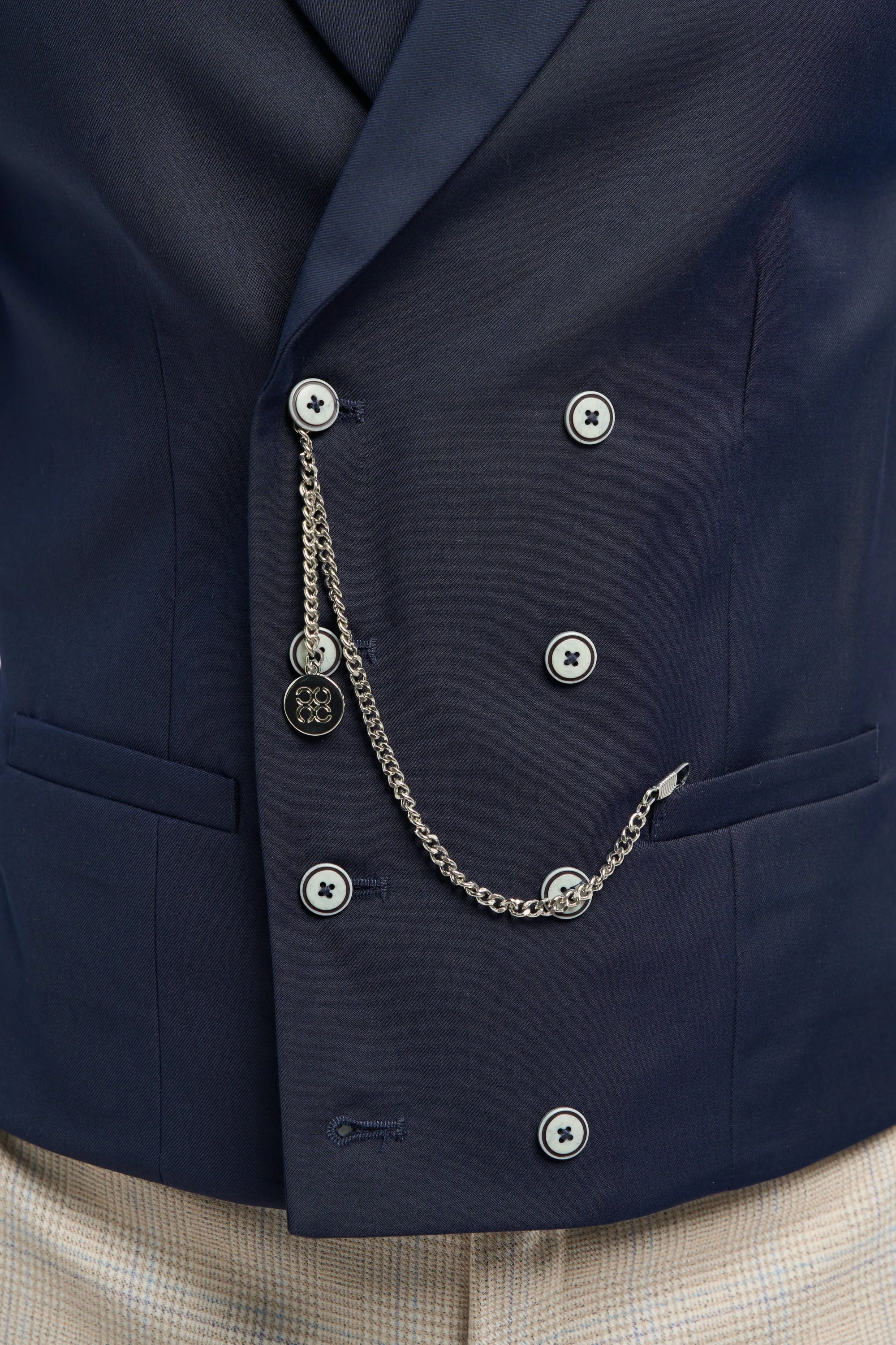 Lennox Navy Double Breasted Waistcoat sold by House of Cavani product image thumbnail 3