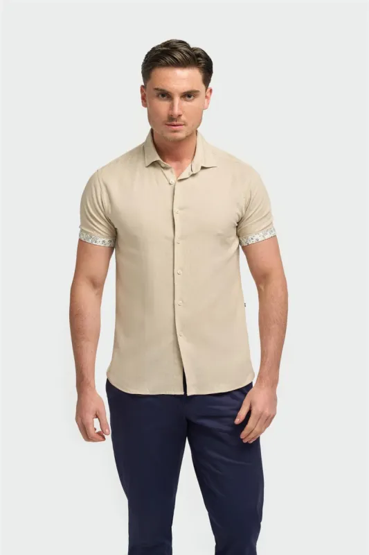 Matera Taupe Short Sleeve Shirt made by House of Cavani