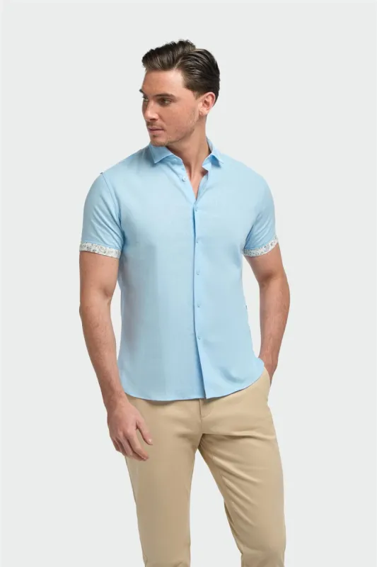 Matera Sky Blue Short Sleeve Shirt made by House of Cavani