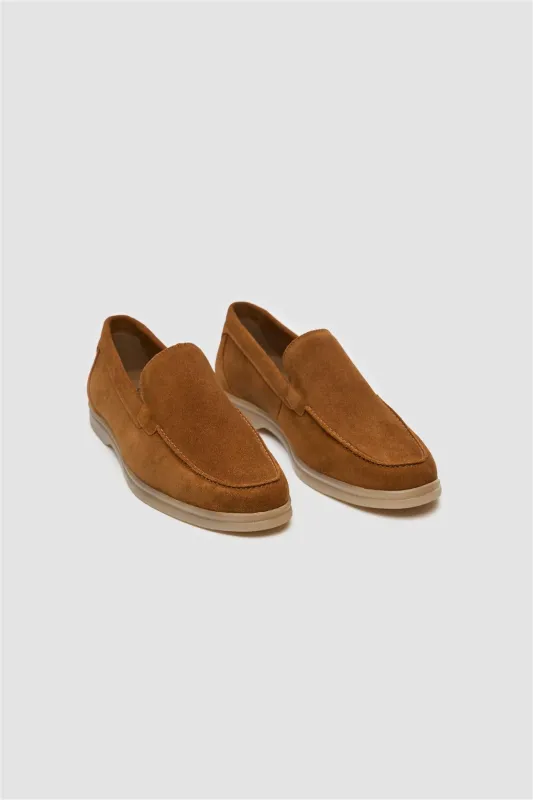 Breezy Tan Slip-On Suede Loafers sold by House of Cavani