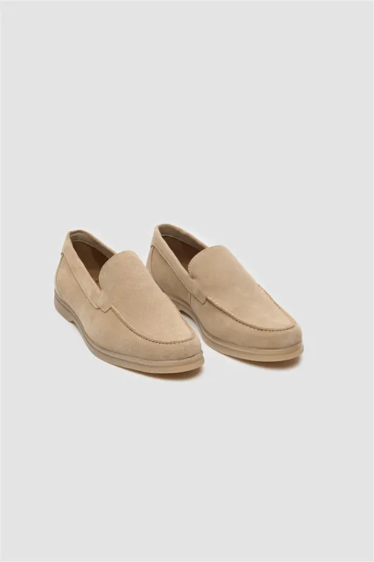 Breezy Sand Slip-On Suede Loafers sold by House of Cavani